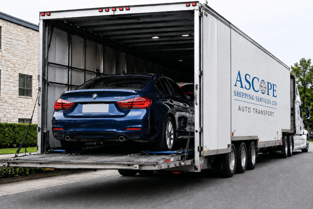 Enclosed car shipping in a sealed container from the UK