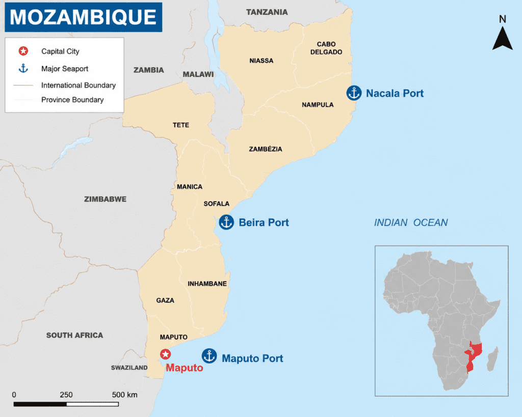 Mozambique ports for container shipping – Maputo Beira Nacala