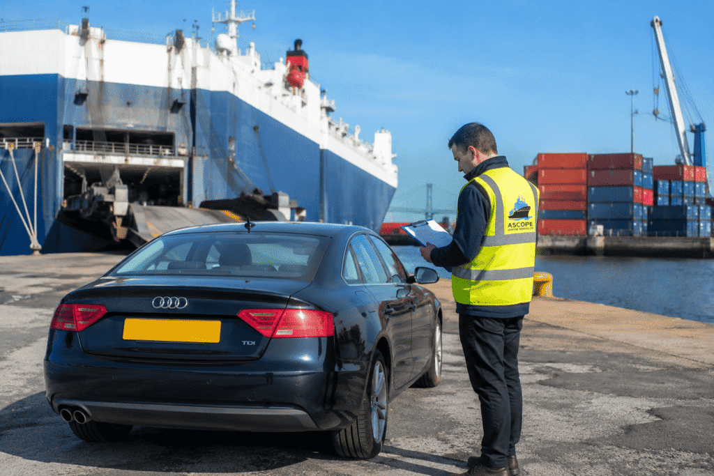 RoRo car shipping UK to Turkey vehicle loading ramp