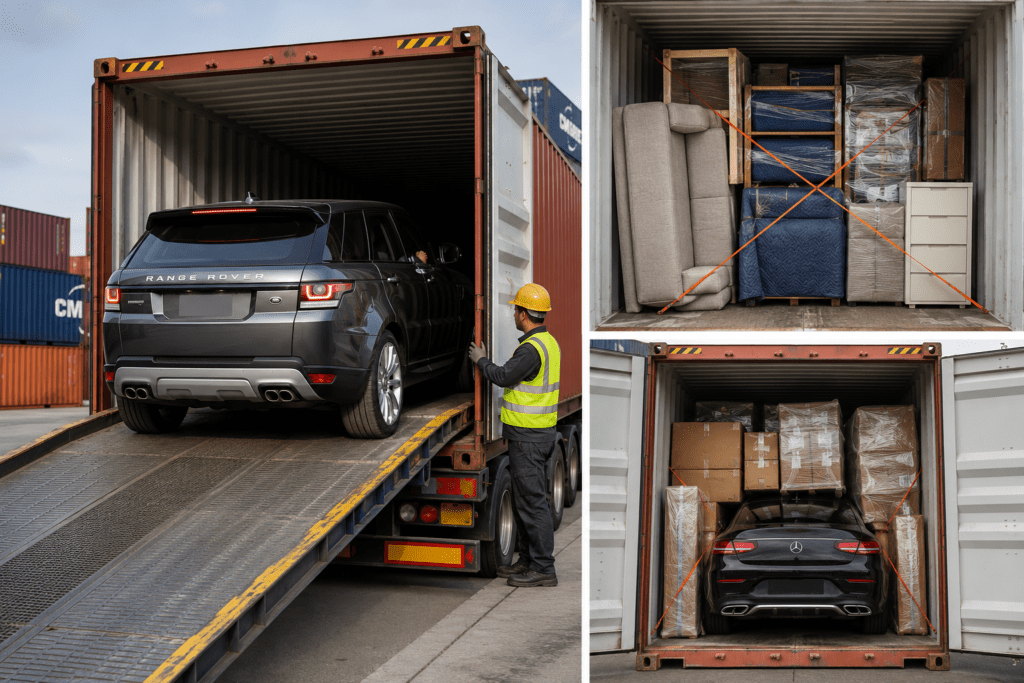Vehicles and household goods shipped in containers to Gabon