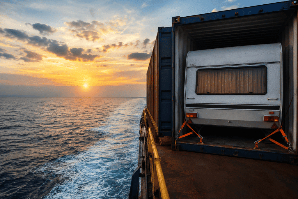 Caravan shipped by sea freight from UK to New Zealand
