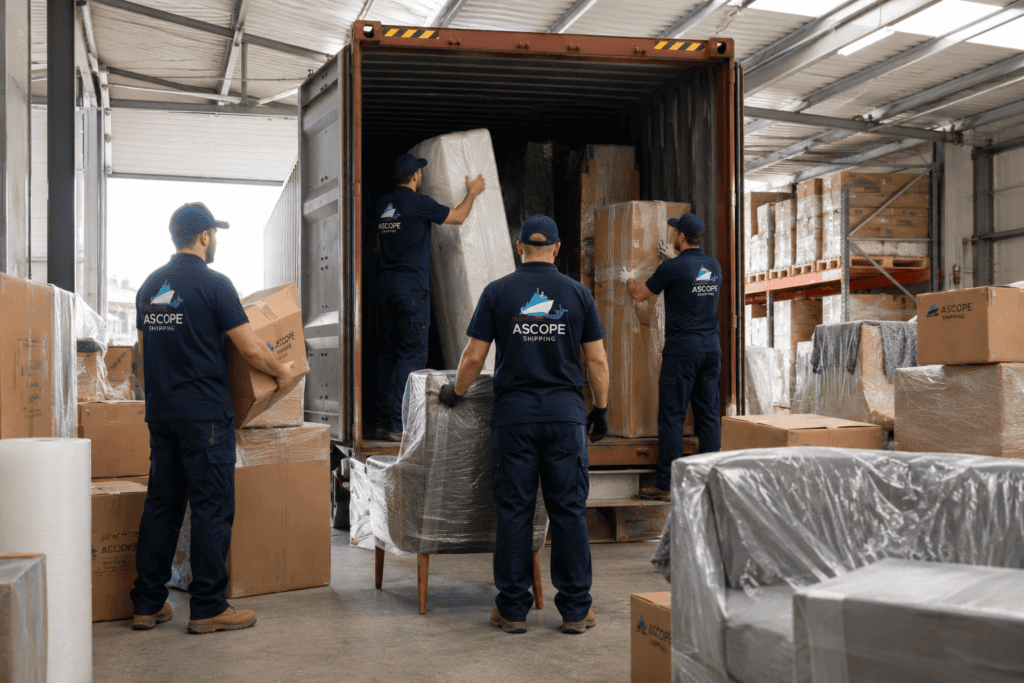 Container Shipping to Tanzania - loading household goods UK warehouse