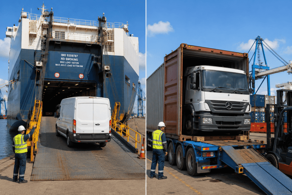 RoRo vs container shipping for commercial vehicles