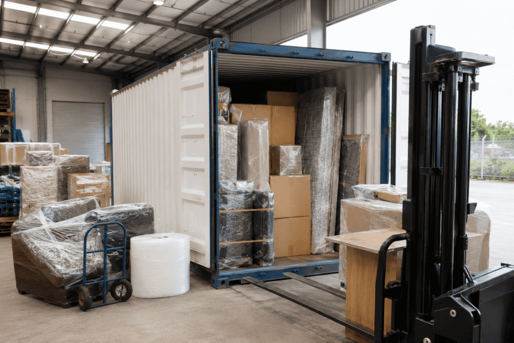 Container Shipping to Cyprus from the UK 2 Shipping container being loaded with household goods for export to Cyprus