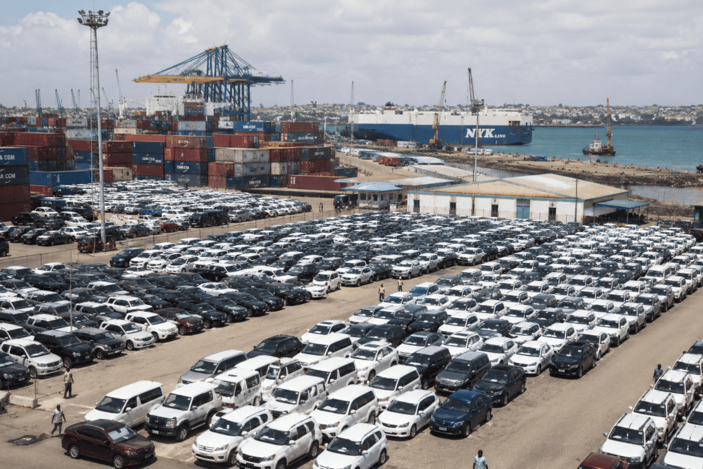 imported vehicles at Dar es Salaam Port Tanzania awaiting customs clearance