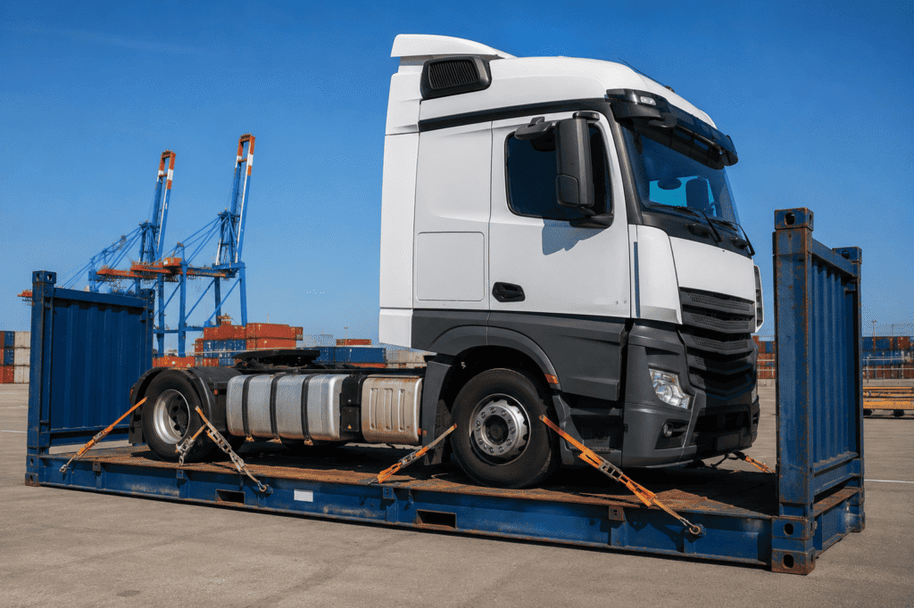 tractor unit flat rack shipping